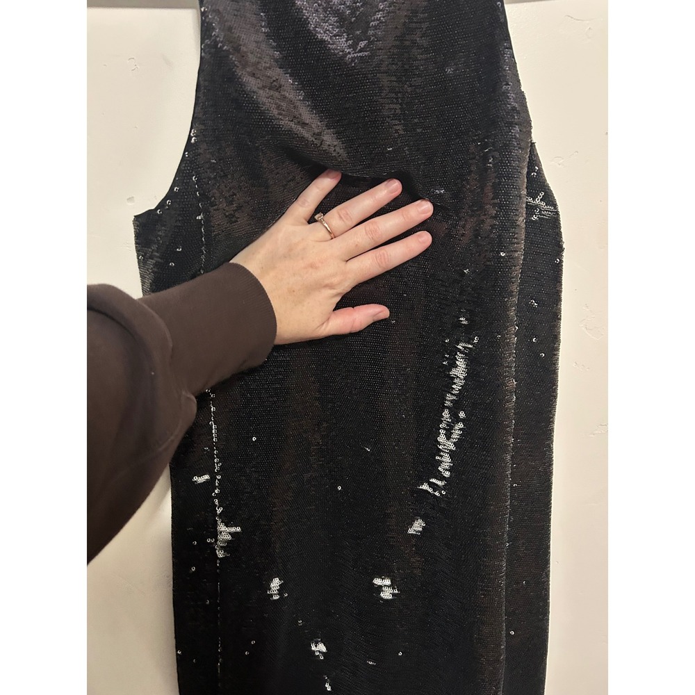 Maje Black Sequin Halter Neck Mini Dress Size 36 - Picture 7 of 7